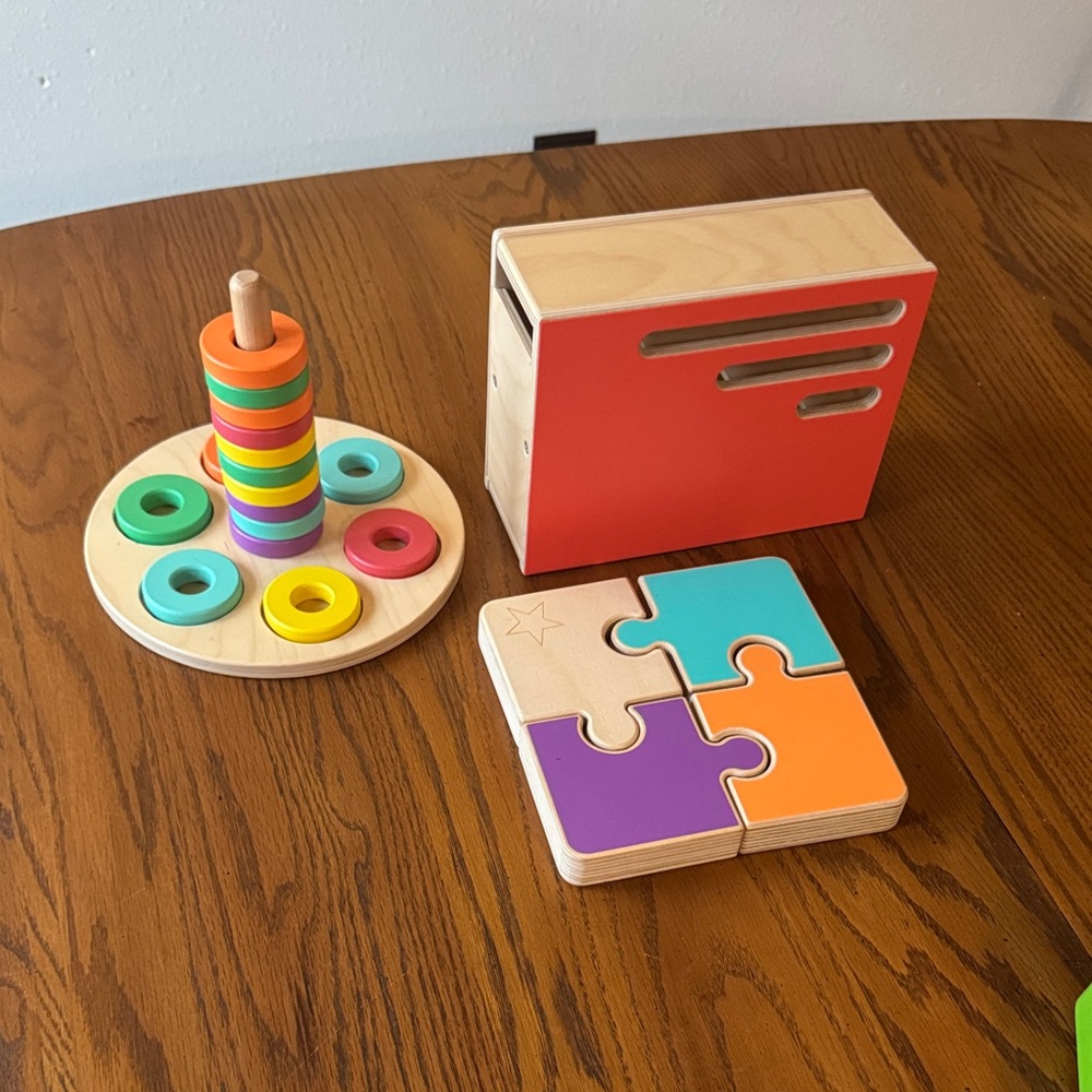 Wooden Stacking Ring and Puzzle Toy Set